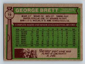 lot 52 image: George Brett 2nd Year Card - 1976 Topps # 19 Vintage Baseball Card