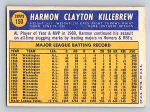 lot 68 image: Harmon Killebrew 1971 Topps # 150 Vintage Baseball Card Minnesota Twins