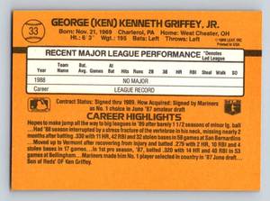 lot 89 image: Ken Griffey Jr RC - 1989 Donruss Rated Rookie #33 Vintage Baseball Card
