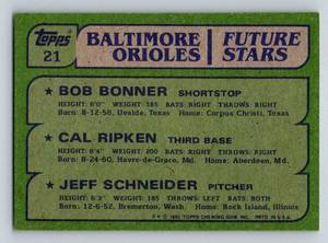 lot 93 image: Cal Ripken Jr RC - 1982 Topps #21 Vintage Rookie Baseball Card