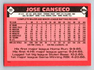 lot 100 image: Jose Canseco RC - 1986 Topps Traded # 20T Vintage Rookie Baseball Card