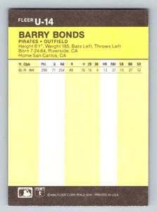 lot 120 image: Barry Bonds RC  - 1986 Fleer Update #U-14 Rookie Vintage Baseball Card