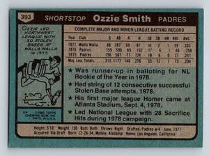 lot 132 image: Ozzie Smith 2nd Year Card - 1980 Topps # 393 Vintage Baseball Card
