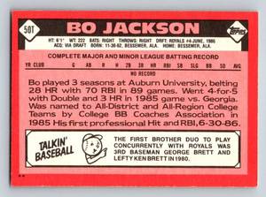 lot 133 image: Bo Jackson RC - 1986 Topps Traded #50T Rookie Vintage Baseball Card