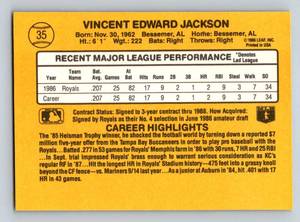 lot 134 image: Bo Jackson RC 1987 Donruss Rated Rookie #35 Rookie Vintage  Baseball Card