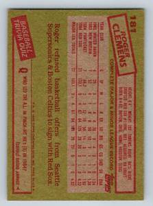 lot 160 image: Roger Clemens RC - 1985 Topps # 181 Rookie Vintage Baseball Card
