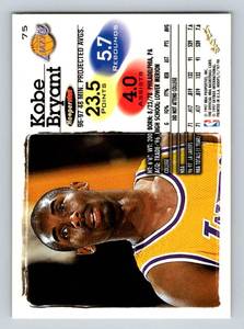 lot 186 image: Kobe Bryant 1997 Skybox NBA Hoops #75 Basketball Card