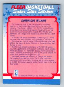 lot 198 image: Dominique Wilkins 1986 Fleer Sticker #11 Basketball Card