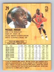 lot 223 image: Michael Jordan 1991 Fleer # 29 Basketball Card