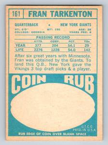 lot 240 image: Fran Tarkenton 1968 Topps # 351 Vintage Minnesota Vikings Football Card
