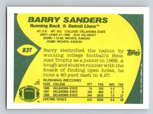 lot 251 image: Barry Sanders RC - 1989 Topps Traded #83T Rookie Vintage Football Card