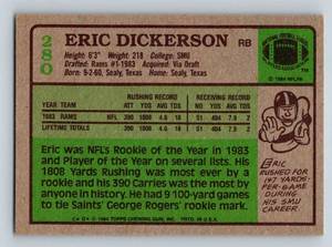 lot 276 image: Eric Dickerson RC - 1984 Topps # 280 Rookie Vintage Football Card