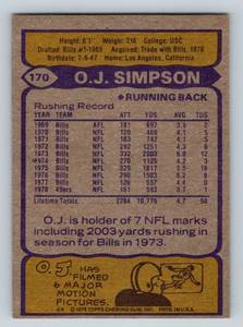lot 292 image: OJ Simpson 1979 Topps # 170 Vintage Football Card