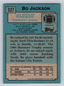 lot 330 image: Bo Jackson RC - 1988 Topps #327 Super Rookie Vintage Football Card