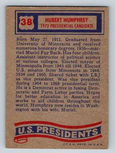 lot 357 image: 1972 Topps Hubert Humphrey US Presidential Candidate #38