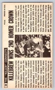 lot 169 image: Harmon Killebrew 1964 Topps Giant #38 Rare Vintage Minnesota Twins Baseball Card