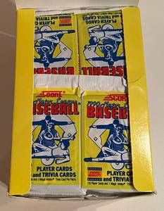 lot 367 image: 1990 Score Baseball Wax Box, complete box with 36 sealed packs of baseball cards