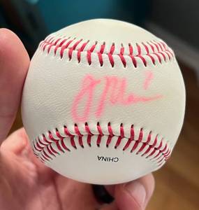 lot 17 image: Joe Mauer Signed Baseball - Autographed on a Rawlings Official Leage Ball OLB3, signature has faded  no COA, Minnesota Twins