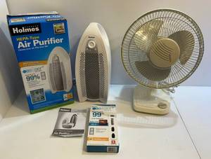 lot 21 image: Lasko Tabletop Fan And Holmes Brand Hepa-Type Air Purifier With Filters