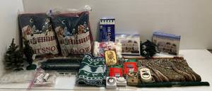 lot 67 image: Group Of Misc. Christmas Items Including Lights, Decorative Pillows And More