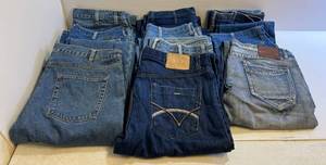 lot 87 image: Group Of Misc. Name Brand Jeans Size 38x32 Including Carhartt, Wrangler And More