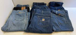 lot 89 image: Group Of Misc. Name Brand Jeans Size 38x32 Carhartt, Rustler And More