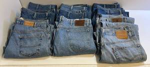 lot 96 image: Group Of Misc. Name Brand Mens Jeans Size 40x32 Including Levis Red Tag, Rustler And More