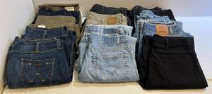 lot 97 image: Group Of Misc. Mens Jeans 1 Black (38x32) 4 (40x30), 10 (40x32) 2-(NIB)