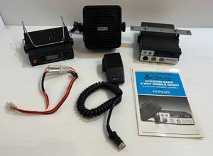 lot 111 image: Vintage Cobra 19 Plus 40 Channel Tranceiver WMicrophone, Cobra Trapshooter SupereterodyneRadr Detector RD-4000 And Fanon Portable Speaker (Untested)