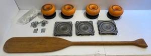 lot 163 image: Group Of Marine Type Items Including Oar, Dock Wheels And Boat Chair Swivels