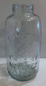 lot 167 image: Large Vintage Masons Jar With Eagle 18 14 T x9 Patent Nov. 30Th 1858