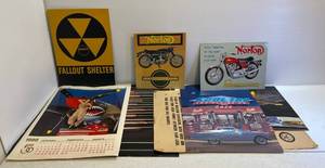 lot 177 image: Large Group Of Misc. Posters & Signs Including  Norton Commando 750, Mac Tools And More