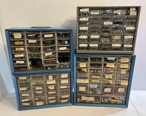 lot 178 image: Four Multi Drawer Storage Bins With Misc. Hardware