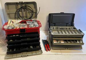 lot 191 image: Two Tool Boxes Full Of Misc. Electrical Items, Tools And More