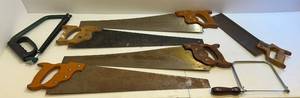 lot 311 image: Group Of Vintage Hand Saws & More