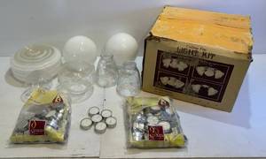 lot 346 image: Group Including Fan Light Kit, Glass Lamp Shades And More