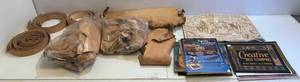 lot 232 image: Group Of Misc. Raw Leather,  Leather Stamping Books & More