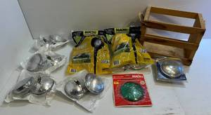 lot 237 image: Group Of Outdoor Flood Lights With Extra Bulbs