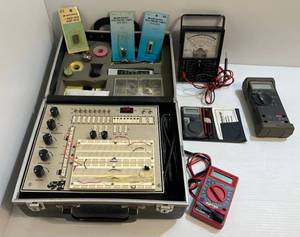 lot 243 image: R.S.R Electronics PAD- 123 Digital Analog Pad Trainer And Misc. Multi Meters