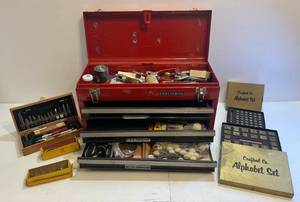 lot 283 image: Craftsman Tool Box Full Of Misc. Leather Working Items And More