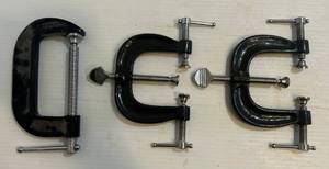 lot 307 image: Large Group Of Misc. Sizes Of C Clamps Including Three Way Clamps