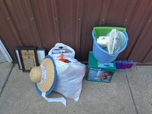 lot 120 image: Misc items including humidifier, hats & other treasures. As shown.