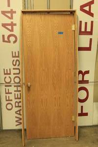 lot 59 image: Wooden Door With Knob and Hinges Hollow Core, w Trim