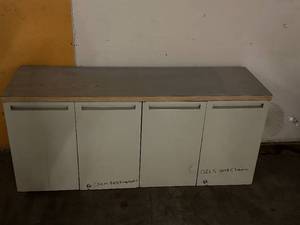 lot 73 image: Short Metal Cabinet, Wooden Top, 18 x 60 x 26
