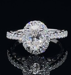Spectacular 1.68 Carat Diamond Oval Halo Pave Openwork Scroll Milgrain Ring in 18k White Gold - Excellent Condition, Brand New, Never Worn $9,750 Retail VIDEO