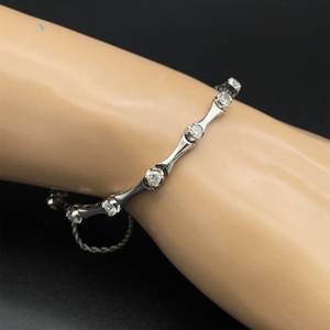 2.08 Carat Diamond Elongated Bar Link Tennis Bracelet w Rope Chain Safety Catch in 14k White Gold $5,250 Retail