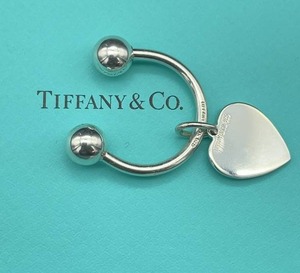 Tiffany & Co. Key Ring w Return to Tiffany Heart Charm Dangle - 925 Sterling Silver