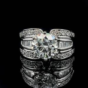 3.75 Carat Diamond Solitaire & Pave Fancy Gallery Estate Ring in Platinum - Solid, Beautiful, Excellent Craftsmanship - VS ClarityG Color $8,850 Retail VIDEO