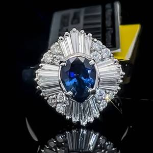 Exquisite 2.20 Carat Natural Blue Sapphire & Diamond Ballerina Cocktail Cluster Ring in Platinum w GIA Report $8,900 Retail VIDEO