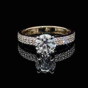 1.55ct Diamond Round Brilliant Double Band Engagement Ring in 14k Yellow Gold - VVS ClarityD Color $4950 VIDEO